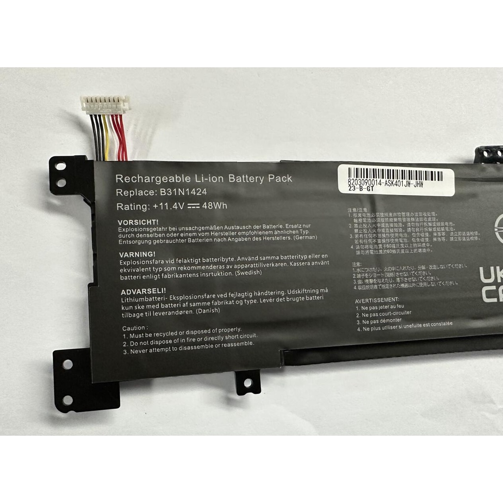 แบตเตอรี่แล็ปท็อป B31N1424สำหรับ Asus K401L A401L K401LB K401LB5010 K401UQ K401LB5500 A400U K401U K401UB 11.4V