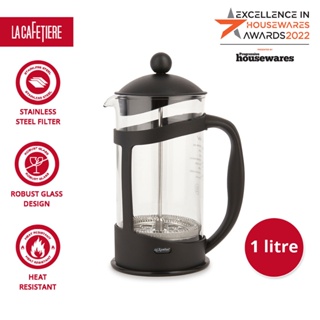 La Cafetiere Plastic and Borosilicate Glass French Press Coffee Cafetiere Coffee &amp; Tea Maker , Filter and Plunger make Coffee Rich , Polypropylene Frame and Comfort Shaped Handle  , 3cups /8 cups- Black เครื่องชงกาแฟ แก้วกาแฟ