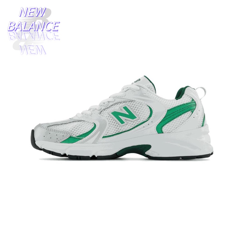 New Balance 530 รองเท้าผ้าใบสีขาวและเขียวสวมใส่สบายของแท้ 100%