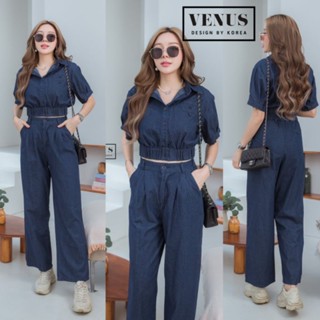 📌🏷️Jeans Set ชุดเซตผ้ายีนเนื้อดี ตัวเสื้อแต่งจั๊มช่วงเอว งสวยมากๆนะคะ