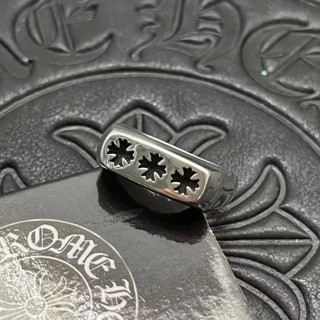 Chrome HEARTS แหวนเงินสเตอร์ลิง 925 รูปดอกไม้ สามหัว แนวสตรีท ฮิปฮอป หรูหรา เครื่องประดับ สําหรับปาร์ตี้ ของขวัญ