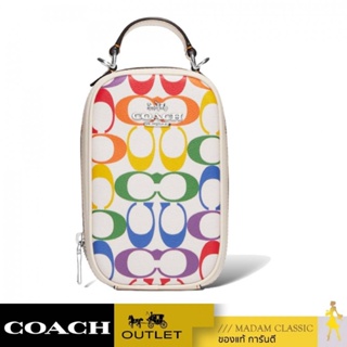 กระเป๋าสะพายไหล่ COACH CK189 EVA PHONE CROSSBODY IN RAINBOW SIGNATURE CANVAS (SVCAH)