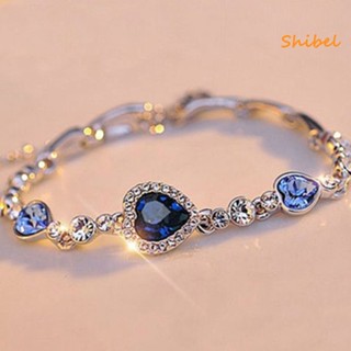 HOT_ สร้อยข้อมือ Rhinestone Stylish Alloy Heart Dating