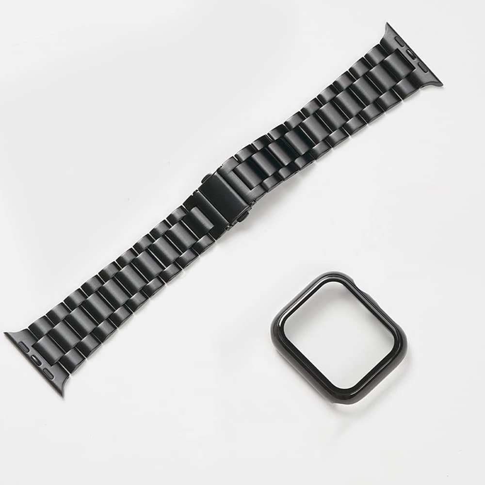 №♝✇Metal Watchband and PC case Set for Apple Watch Band 38mm 40mm 41mm 42mm 44mm 45mm Ultra Thin Strap for iWatch 7 6 5