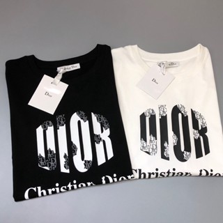 Dior 23 เสื้อยืด แขนสั้น พิมพ์ลายตัวอักษร เหมาะกับฤดูร้อน สําหรับผู้ชาย และผู้หญิง