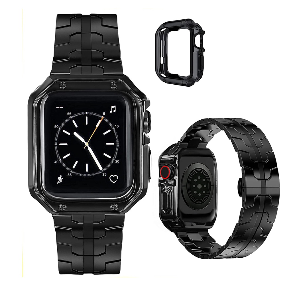 ❇ஐStainless Steel Strap TPU Case Set for Apple Watch Bands 45mm 44mm 42mm 41mm 40mm 38mm Business Wristband iWatch SE 7