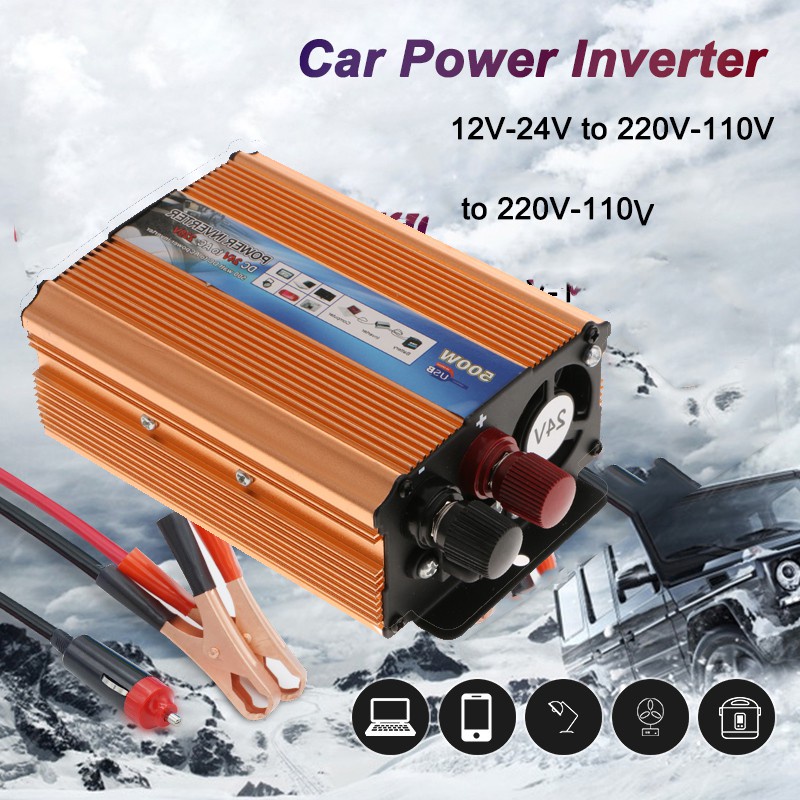 ✷●500W Solar car Power Inverter Converter 24V to 220V Cars Voltage Inverter for Solar Inverter Home Appliances