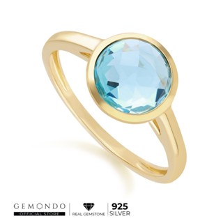 Gemondo แหวนเงินแท้ 925 Sterling Silver ประดับสวิส บลูโทแพซ (Swiss Blue Topaz) : แหวนพลอยแท้ แหวนอัญมณีแท้