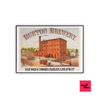 โปสเตอร์ตกแต่งผนัง รูปภาพวินเทจ Burton Brewery สำหรับแต่งห้องและบ้าน