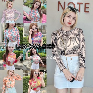 🧡LADY DAKA SHOP🧡เสื้อครอปซีทรู มีทั้งแขนสั้น แขนยาว