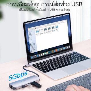 Vention USB C Hub TYPE C to HDMI Docking Station 4K 30Hz 3.0 RJ45 SD TF 3.5มม. PD 100W Port usb adapter 9 In 1 Hub สายusbต่อคอม ​สายต่อ usb Thunderbolt MacBook iPad PC สายotg USB HUB
