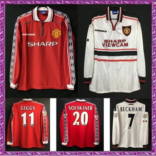 เสื้อกีฬาแขนสั้น ลายทีมชาติฟุตบอล Manchester United 1998 1999 ชุดเหย้า สไตล์เรโทร