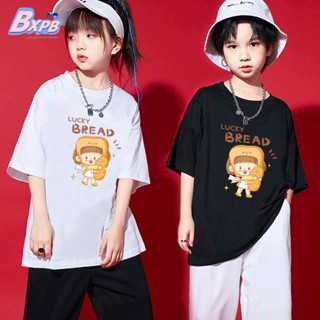 Bxpb เสื้อยืดแขนสั้นลําลอง ผ้าฝ้าย ทรงหลวม พิมพ์ลายการ์ตูน คุณภาพสูง แฟชั่นฤดูร้อน สําหรับเด็กผู้ชาย และเด็กผู้หญิง 110-170 3-15 ปี