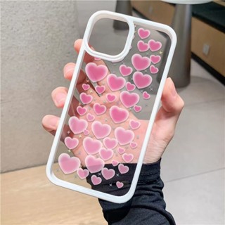 เคสโทรศัพท์มือถืออะคริลิคใส แบบแข็ง ลายหัวใจน่ารัก สําหรับ iphone 14promax 11 13 12 7Plus 8 X XS Max