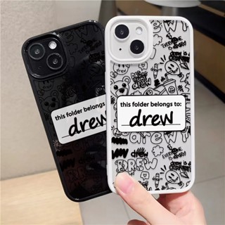 เคสโทรศัพท์มือถือ อะคริลิคแข็ง แบบใส ลายฉลาก Drew แฟชั่น สําหรับ iphone 14promax 11 13 12 7Plus 8 X XS Max