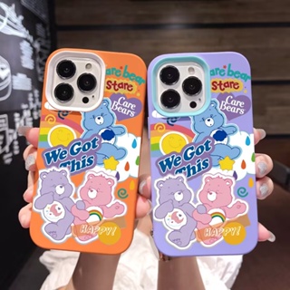 3 in 1 เคสโทรศัพท์มือถือ ซิลิโคน ลายหมีสีรุ้ง สําหรับ iPhone 14Promax 13 12 11 7Plus 7 X Xs Max XR