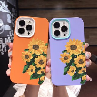 เคสโทรศัพท์มือถือ ซิลิโคน ลายดอกทานตะวัน สําหรับ iPhone 14Promax 13 12 11 7Plus 7 X Xs Max XR 3 in 1