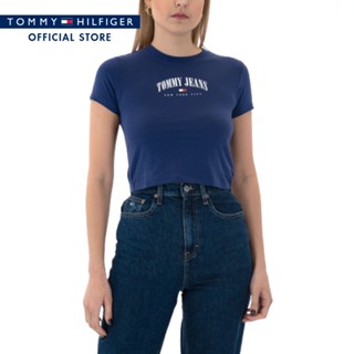 Tommy Hilfiger เสื้อยืดผู้หญิง รุ่น DW0DW14910 C88 - สีฟ้า