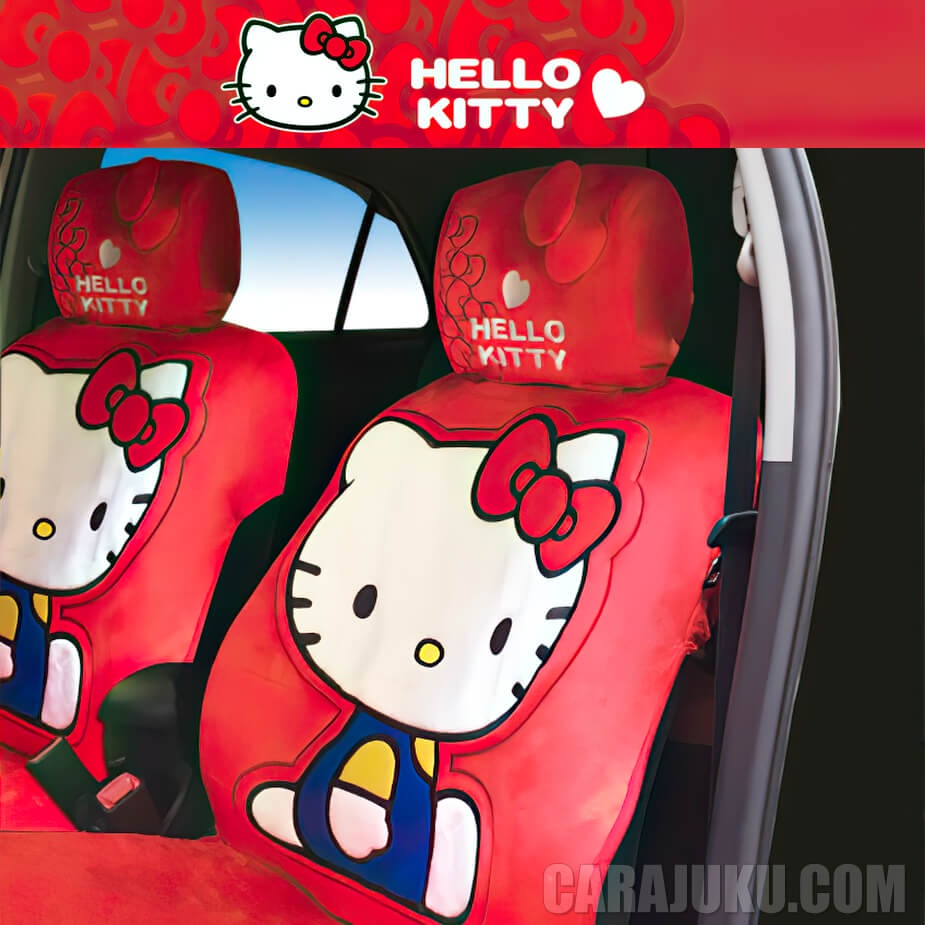 หุ้มเบาะรถ แบบผ้า คิตตี้ Hello Kitty (Kitty I AM) โทนสีแดง ลิขสิทธิ์แท้ #ชุดหุ้มเบาะรถ เบาะรถ เบาะผ้า หุ้มเบาะผ้า