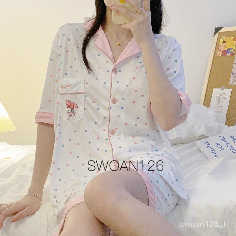 126 ชุดนอนผู้หญิงขาสั้น ชุดนอนแขนสั้นขายาว ชุดนอนขายาว ชุดนอนแขนสั้น ชุดนอนการ์ตูน ฟรีไซส์ ระบายอากาศได้ งานใส่สบายชุดนอนผู้