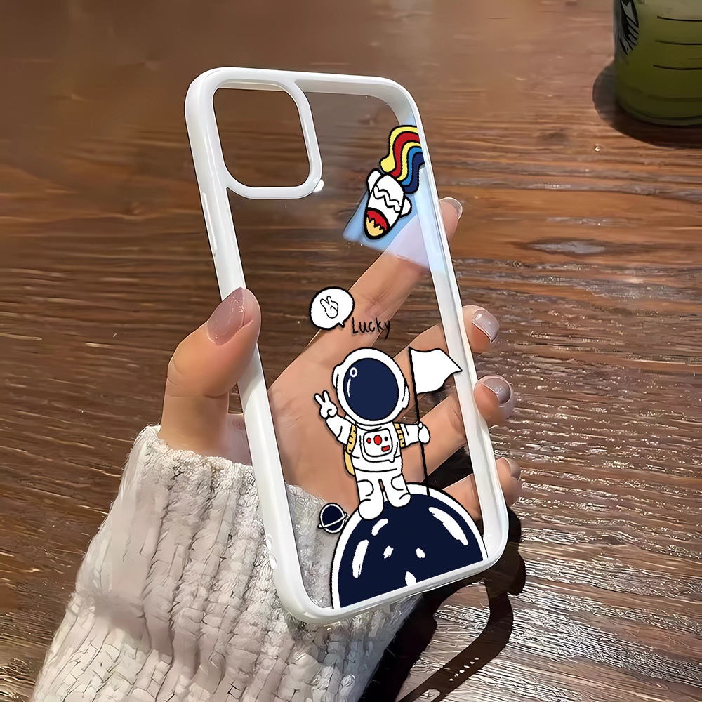 เคสโทรศัพท์มือถืออะคริลิคใส แบบแข็ง กันกระแทก ลายนักบินอวกาศ สําหรับ iphone 14 Pro Max 11 13 12 7 Plus 8 X XS Max