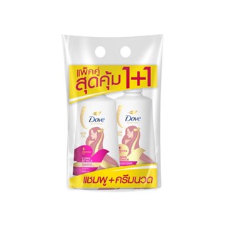 (แพ็คคู่สุดคุ้ม 1+1) Dove LONG &amp; THICK SHAMPOO &amp; CONDITIONER (380 มล.) โดฟ ลอง แอนด์ ติ๊ก แชมพูและครีมนวด