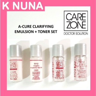 เซตคู่ โทนเนอร์+อิมัลชั่น CAREZONE DOCTOR SOLUTION A-CURE CLALIFYING TONER+EMULSION 5ml ผิวกระจ่างใสนุ่มเด้ง+ลดรอยสิว