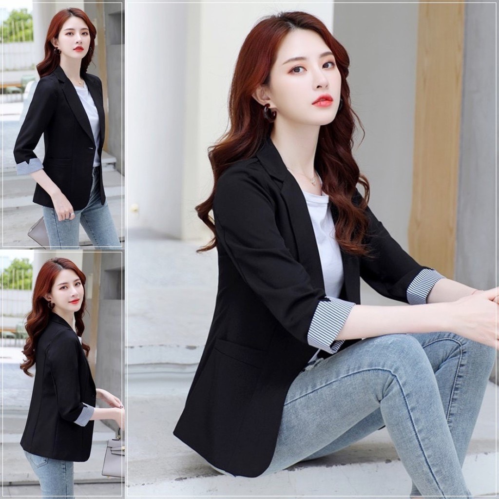 ELAND_SHOPเสื้อคลุมสูท เสื้อคลุมใส่ทำงาน แจ็คเก็ต เสื้อคลุมเบลเซอร์สูทเกาหลี New Fashion women's