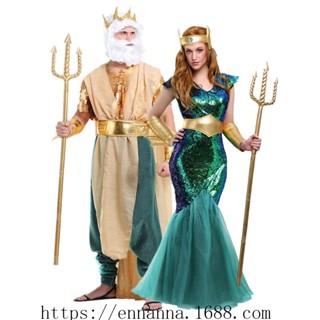 ﹍✈ฮาโลวีนคู่ใหม่ Aquaman Cleopatra Pharaoh เครื่องแต่งกาย Queen King God of War เครื่องแต่งกายขายส่ง