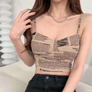 ♦Stop#🎀ใหม่พิมพ์ Camisole Women s Pad หน้าอกเซ็กซี่ Babes Cropped Top