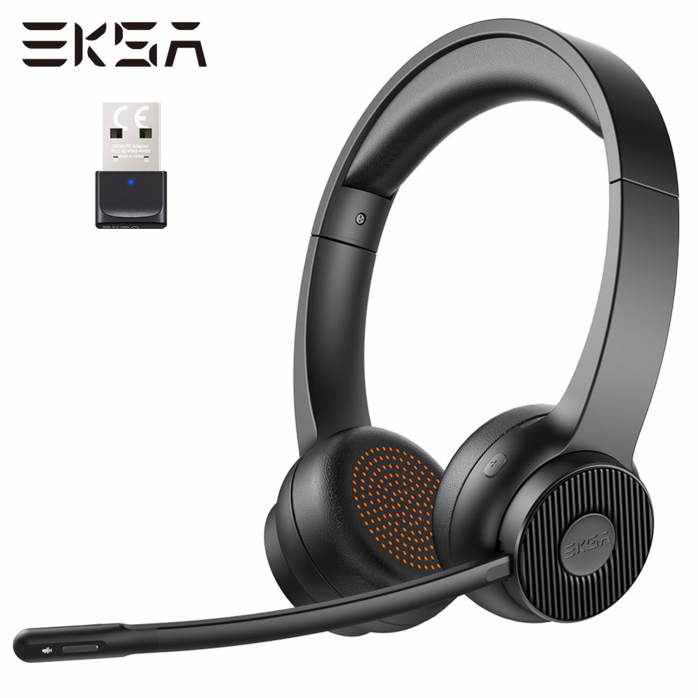 EKSA H16 Bluetooth 5.2ชุดหูฟัง PC หูฟังไร้สายพร้อมไมโครโฟน AI ENC USB Dongle 35H Talk Time สำหรับ Office/call Center