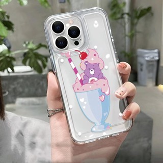 เคสโทรศัพท์มือถือ แบบใส ลายหมีสีรุ้ง สําหรับ iphone 14 Pro Max 11 13 7 8 Plus 12 13Pro Max X XS Max