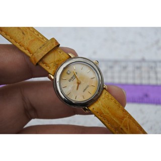 นาฬิกา Vintage มือสองญี่ปุ่น COCCO ADRIATICO ระบบ QUARTZ ผู้หญิง ทรงกลม กรอบเงิน หน้าทอง หน้าปัด 26มม