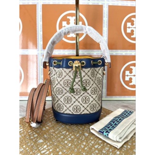 💙🌈NEW TORY BURCH T MONOGRAM Color-block MINI BUCKET BAGสีมาใหม่น่ารักมากคร้า