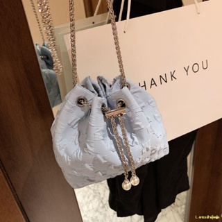 ❤จัดส่งทันที❤Milk Salt Blue Small Bag Women s New Messenger Bag Fashion Bucket Bag. กระเป๋าแฟชั่น