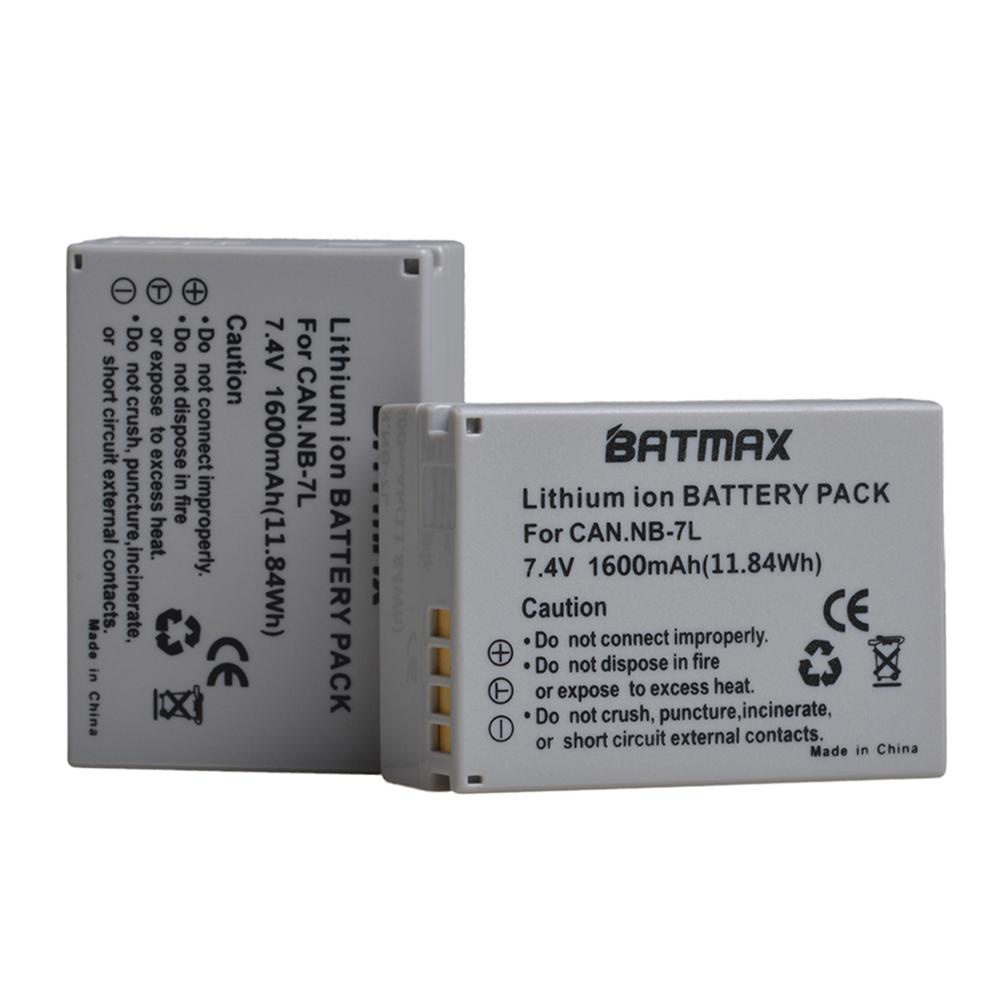 Batmax 1600มิลลิแอมป์ชั่วโมง NB-7L NB 7L Nb 7l Li-Ion กล้องแบตเตอรี่สำหรับ Canon PowerShot G10 G11 S