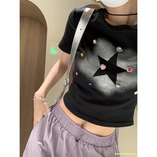 🔥สปอต🔥ใหม่ของผู้หญิงสั้นท็อปส์ซูไหล่แขนสั้นเสื้อยืด
