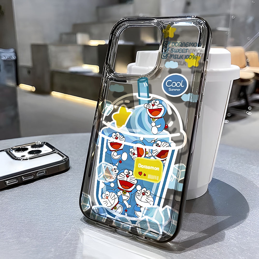 เคสโทรศัพท์มือถือ แบบใส ลายโดราเอมอนน่ารัก สําหรับ iphone 14 pro max 11 13 12 7 8 Plus X XR XSMax