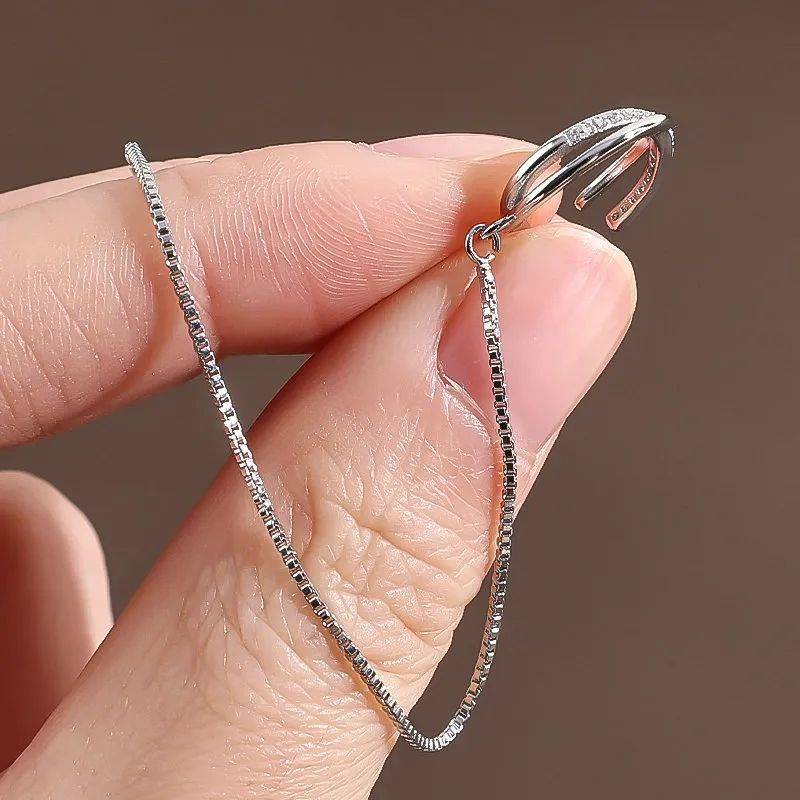 X ต่างหูหนีบมินิมอล มีโซ่คล้อง • Crystal Chain Ear Cuff ราคา ถูกที่สุด ดีลบีเคเค แกลเลอรีภาพที่ 8
