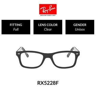 RAY-BAN VISTA - RX5228F - TOP MATTE BLACK ON TEXTURE (5405) Size 53 DEMO LENS แว่นสายตา