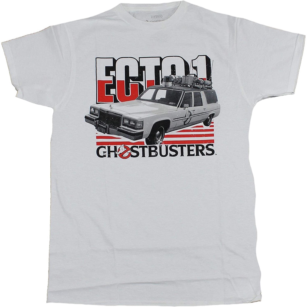 เสื้อยืดผู้ชาย Hybrid Ghostbusters - Ecto 1 Ectomobile & รูปภาพโลโก้