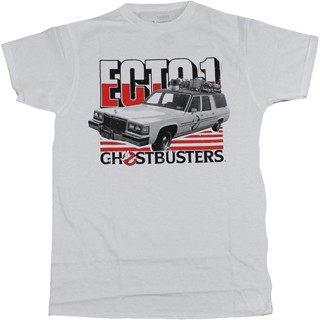 เสื้อยืดผู้ชาย Hybrid Ghostbusters - Ecto 1 Ectomobile &amp; รูปภาพโลโก้