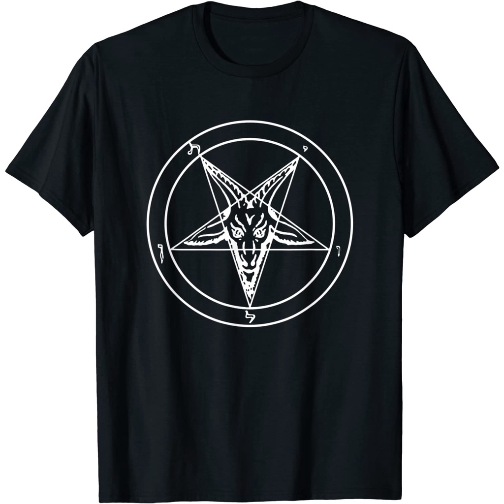 เสื้อยืด Sigil Baphomet Pentagram Occult Satanic Goat Head Devil 666 : เสื้อผ้า รองเท้า และเครื่องประดับ