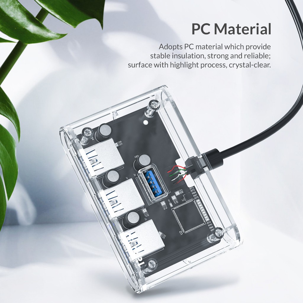 ORICO LV1U3-4A 4 ports USB3.0 Hub Clear โอริโก้ ฮับเพิ่มพอร์ต ยูเอสบี 3.0 จำนวน 4 พอร์ต สีใส