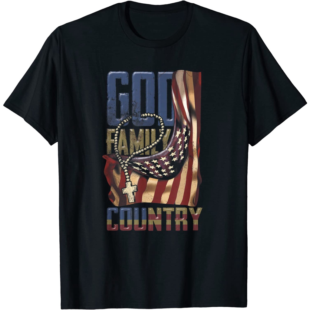 God Family Country Us Flag Patriotic Christian Jesus T-shirt