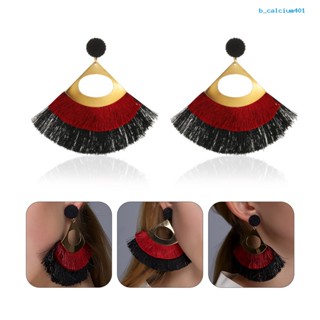 Calciumps 1 Pair Decorative Earrings Jewelry Bohemian Scalloped Tassel Drop Earrings for Daily Life