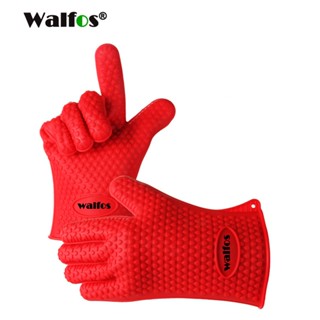 hot✔WALFOS 1PC ฉนวนกันความร้อนซิลิโคนห้องครัวปลอกซิลิโคนหนากันน้ำร้อนลวกและซิลิโคนทนความร้อนสูงถุงมืออบพิเศษ