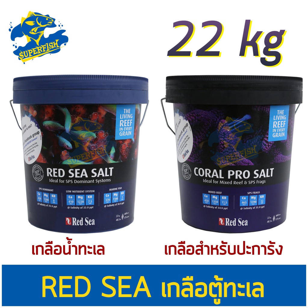 เกลือทะเล สำหรับตู้ปลาทะเล RED SEA SALT  สัตว์ไม่มีกระดูกสันหลัง / RED SEA CORAL PRO SAL ที่เลี้ยงปะการังก้นตู้( 22kg )