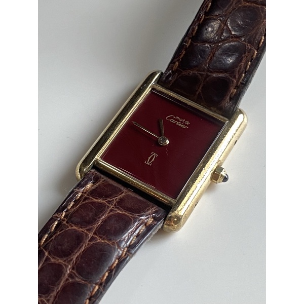 must de cartier tank burgundy dial