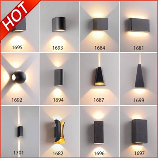 hot♦✚▣พร้อมสต็อก โคมไฟติดผนัง LED กลางแจ้ง Ip65 โคมไฟอลูมิเนียมกันน้ำที่ทันสมัยตกแต่งบ้านบันไดทางเดินโคมไฟระเบียงโคมไฟติ